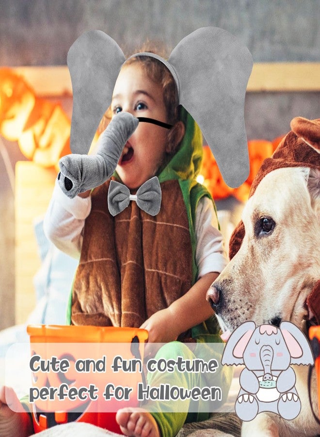 Baaxxango 4 Pcs Elephant Costume Kids,Elephant Ears Headband Nose Bowtie and Tail Costume Accessories,Elephant Accessories Set for Children Halloween Cosplay World Book Day - Image 4